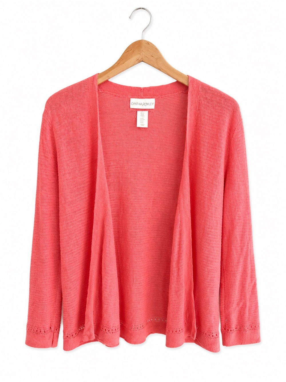 Cynthia Rowley 100% Linen Coral Open-Front Lightweight Cardigan Size M
